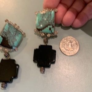 Turquoise and Onyx Earrings
